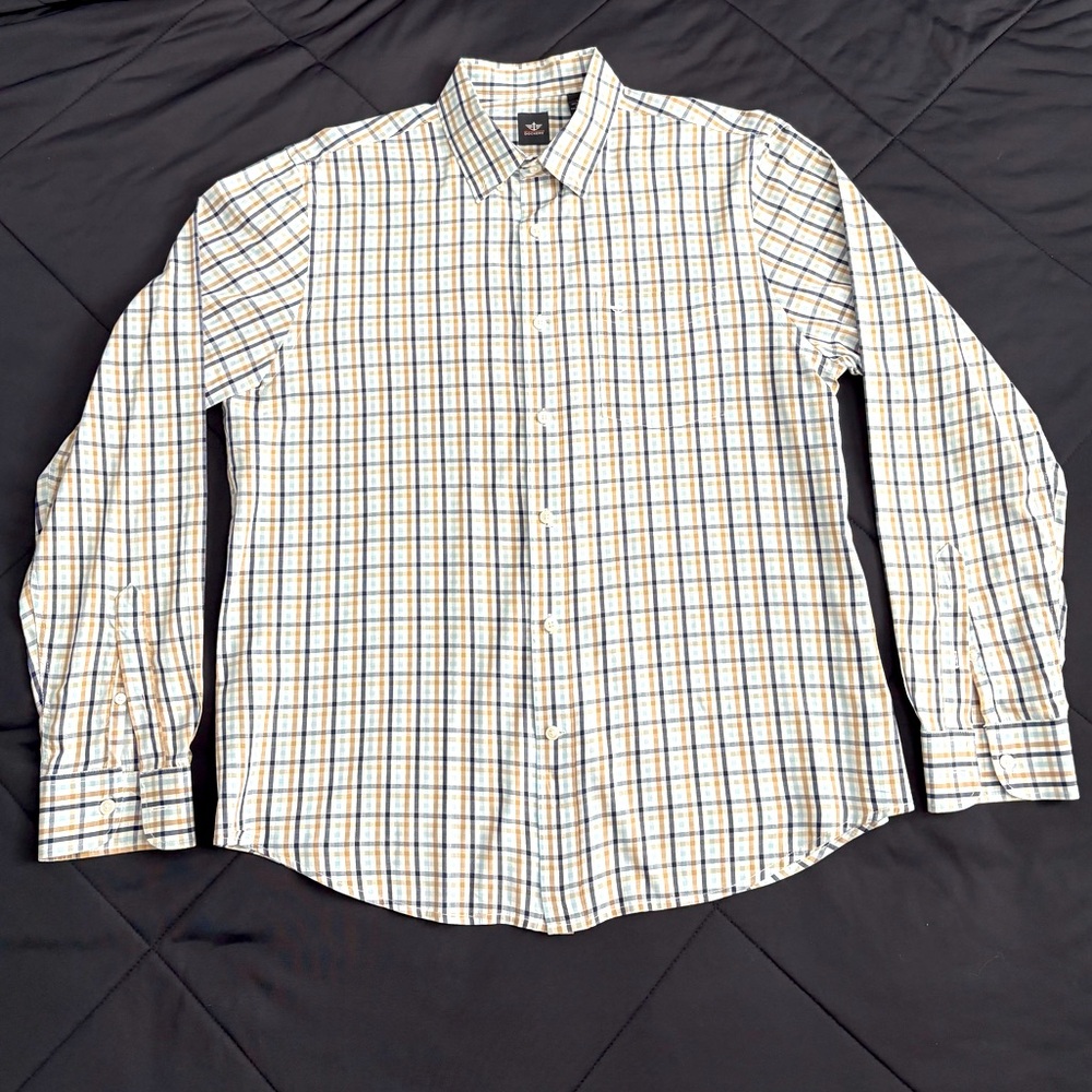 Dockers Men's Plaid Shirt - Blue and Tan